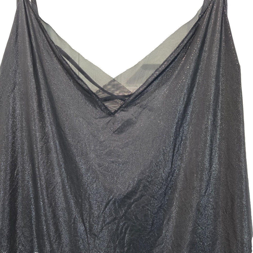 Victorias Secret Metallic Mesh V Neck Cami Tank Top Womens L Silver Glamorous - Picture 9 of 11